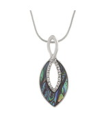 Tide Jewellery inlaid Paua shell oval twist pendant with inset glass sto... - £19.20 GBP