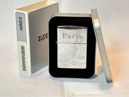 1998 Zippo Planet Hollywood Lighter PARIS Polished Chrome Sticker Sealed In Tin - £39.52 GBP
