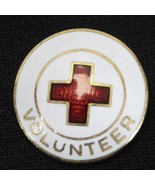 Red Cross Volunteer Badge Lapel Pin Red and White Enamel Gold Tone Hallm... - $7.83