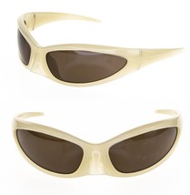 BALENCIAGA SKIN 0251 Wrap Cat Mask Light Yellow Brown Sunglasses BB0251S... - £537.45 GBP