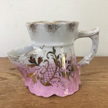 Vintage Antique Victorian Fancy Pink Gold Porcelain Ceramic Floral Shavi... - £63.94 GBP