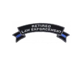Retired Law Enforcement 4&quot; X 1.5&quot; Iron On Top Rocker Thin Blue Line Patch (D22) - £4.66 GBP