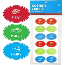 24 Assorted Kosher Labels, 8 Blue Dairy, 8 Red Meat, 8 Green Stickers, Oven Proo - $11.99