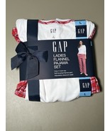 Gap Ladies Flannel Pajama Set L Red Plaid. White V-neck Top, Plaid Pants - $389.03 MXN