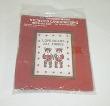 MH Yarns Stenciled Needlepoint Candlewicking Kit Vintage Love Bears All Things - £7.87 GBP