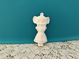 O6 - German Girl Ornament Ceramic Bisque Ready-to-Paint - £2.15 GBP