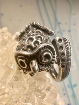 Owl ring size 8 bird band sterling silver women girls - £92.01 GBP