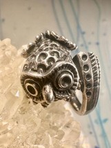 Owl ring size 8 bird band sterling silver women girls - £91.50 GBP