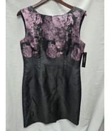 Women&#39;s Tahari Jacquard Sheath Dress Size 12, Black/Purple New With Tags - $54.69 CAD