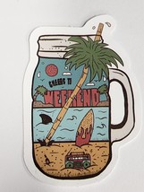 Cheers to Weekend Beach Scene in Mason Jar Mug Sticker Decal Cool Embellishment - £1.83 GBP