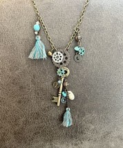 Women’s Antique Cooper/Bronze Pendant Necklace  with Tassel, Misc. Charm... - $29.70