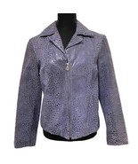 Steve Madden Leather Suede Jacket Purple Blue Snakeskin Moto Y2K 90s Medium - £41.60 GBP