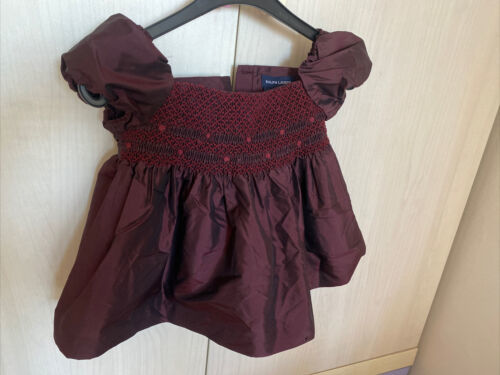 Ralph Lauren Embroidered Burgundy Baby Dress - $58.00
