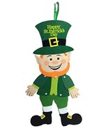 Saint Patrick&#39;s Day Decor ~ Smiling Jointed Felt Leprechaun Hanging Deco... - £5.51 GBP