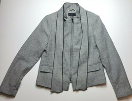 Banana Republic Women&#39;s Herringbone Knit Tie Neck Jacket Blazer Full Zip Size 8 - £18.97 GBP