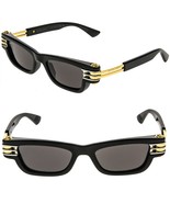 BOTTEGA VENETA BOLT BV1308S Gold Black Narrow Unisex Metal Sunglasses 1308 001 - €513,40 EUR