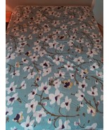 Crate &amp; Barrel Fleur Blue White Floral Full Queen Duvet &amp; Standard Sham ... - £58.10 GBP