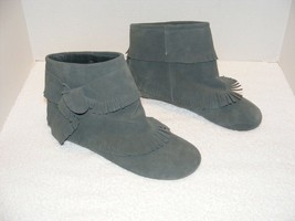 Jeffrey Campbell BLUE/GRAY Suede Leather Prairie Mocc ASIN Ankle Boots Guc Sz 10 - £55.07 GBP