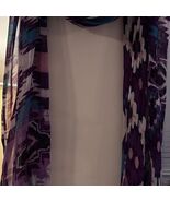 Lightweight Rectangle Accent Scarf Turquoise Purple Southwestern Boho - $9.70