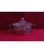 Vintage Anitque Round Pyrex Casserole Etched Lid with Carrier Holder 1 1... - $48.73 CAD