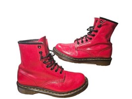 Dr Martens Women&#39;s 1460 Pascal AirWair Sz8 Cherry Red Leather Floral Emb... - £64.54 GBP
