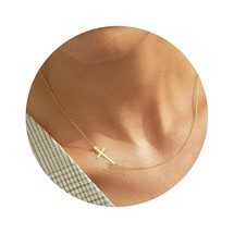 Gold Cross Necklace for Women,14k Gold Plated Layered - £38.69 GBP