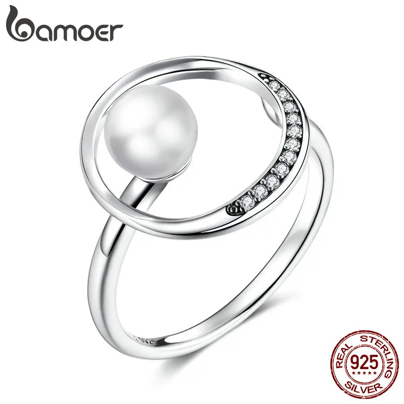Genuine 925 Sterling Silver Gentle Shell Bead Ring Open Adjustable Finger Rings  - £19.98 GBP