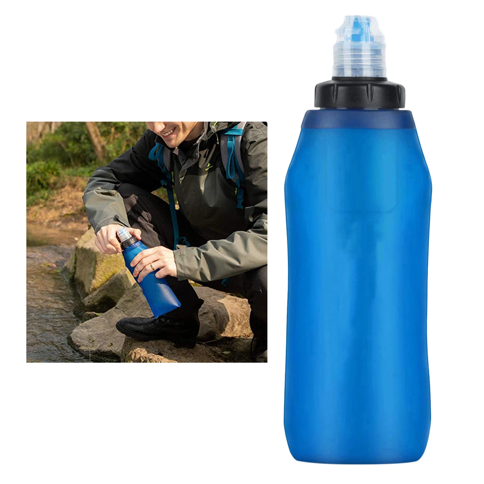 Sporting 600ML Portable Collapsible Outdoor Survival Filtered Water Bottle Purif - £24.49 GBP