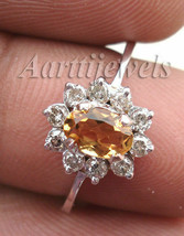 0.35ct Diamond Golden Topaz 14k White Gold Wedding Ring - £721.15 GBP