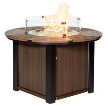 40&quot; SAVANNAH FIRE PIT TABLE - Outdoor Walnut Poly Lumber Round Firepit USA - $2,629.97+