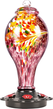 Hand Blown Glass Hummingbird Feeder for Outdoors Hanging with Ant Guard,... - £30.65 GBP