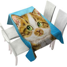 Beautiful Cat Drawings Striped Kitten Tablecloth - $51.95 CAD+