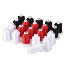 Simthread Embroidery Machine Thread Kit 800Y 21 Spools Black White and Red Color - £34.35 GBP
