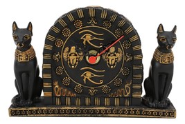 Ebros Ancient Egyptian Bastet Table Clock Statue 6.75&quot; Long with Roman Numerals - £27.96 GBP