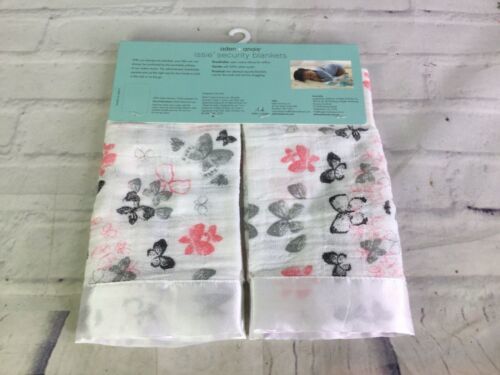 Aden + Anais Issie Security Blankets Butterfly Butterflies Print White Pink Gray - £41.42 GBP