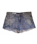 Gap Jean Best Girlfriend Shorts Womens Size 29 P Blue Denim Fray Hem Emb... - $24.75