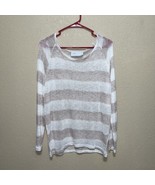 Tavi KNIT BLOUSE LONG Sleeves BEIGE WHITE SZ M NEW - $26.28