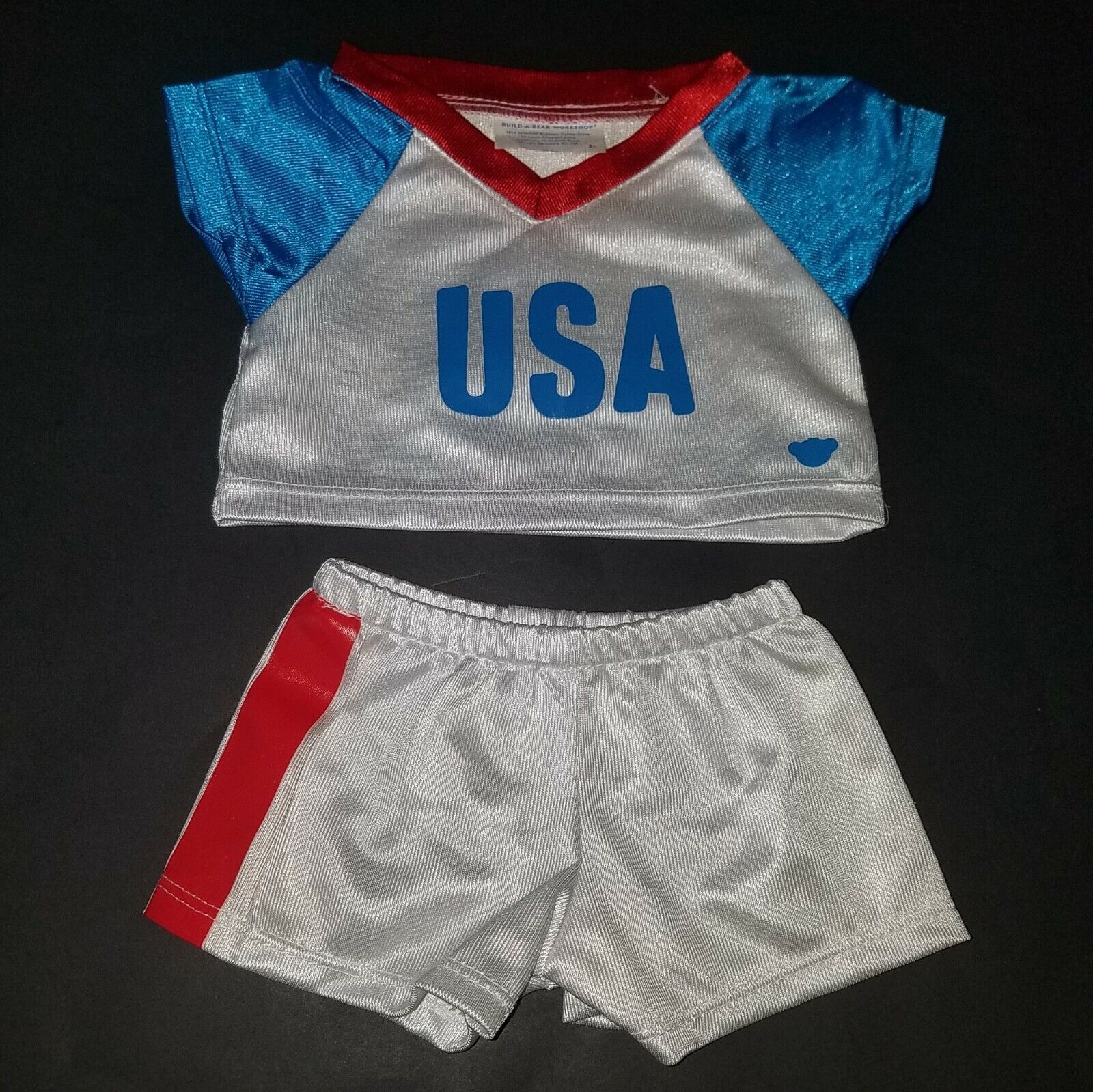 Primary image for USA Uniform Jersey Shorts Red White Blue Build A Bear Plush Clothing Outfit BABW