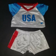 USA Uniform Jersey Shorts Red White Blue Build A Bear Plush Clothing Out... - $15.79