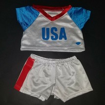 USA Uniform Jersey Shorts Red White Blue Build A Bear Plush Clothing Outfit BABW - $15.79