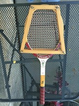 Spalding Pancho Gonzales Tennis Racquet Wood Leather Vintage Mid Century Japan - $29.99
