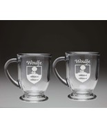 Woulfe Irish Coat of Arms Glass Coffee Mugs - Set of 2 - £26.41 GBP