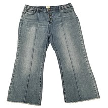 ModCloth Wide Leg  Raw Hem Crop High Rise Flair Denim Jeans 34x24 Women&#39;s - $44.34