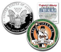 CAL RIPKEN JR 2001 American Silver Eagle Dollar 1 oz Colorized Coin RETI... - $84.11