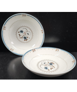 (2) Royal Doulton Old Colony Cereal Bowls Set Vintage Blue Floral Ribbed... - $39.27