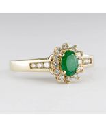 2.50 Ct Oval Cut CZ Green Emerald Wedding Ring 14k Yellow Gold Finish - £68.14 GBP