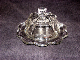 Vintage Heisy  Clear Crystal Round Domed Butter Dish Cheese Ball Dish Am. Birll - £23.30 GBP
