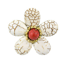 Tropical Elegance White Reconstructed Howlite Flower Statement Ring - £8.12 GBP