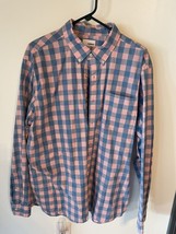 Sonoma Button Up Shirt Men&#39;s Size XL Long Sleeve Pink/ Blue Plaid - £11.78 GBP