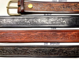 WILDLIFE   BELT  *  Duck - Deer - Cougar  * Cowhide *  4 Colors *  1-1/2... - $32.95